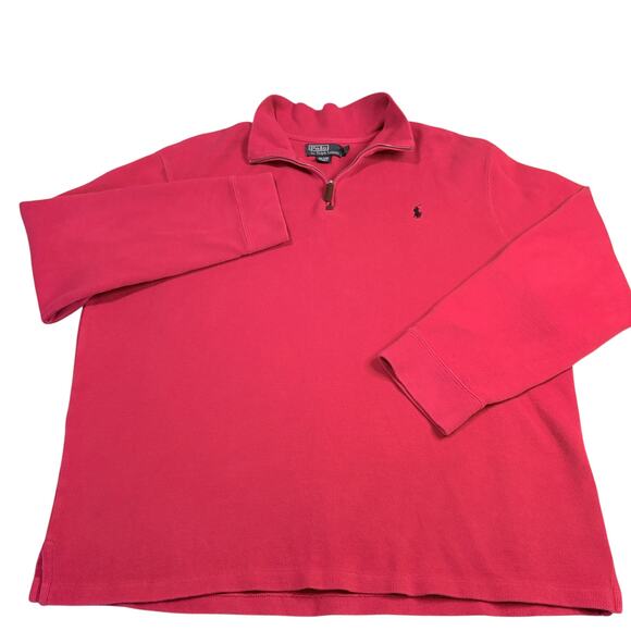 Polo Ralph Lauren Men's 1/4 Zip Red Pullover Sweater Sz XXL - Picture 2 of 7